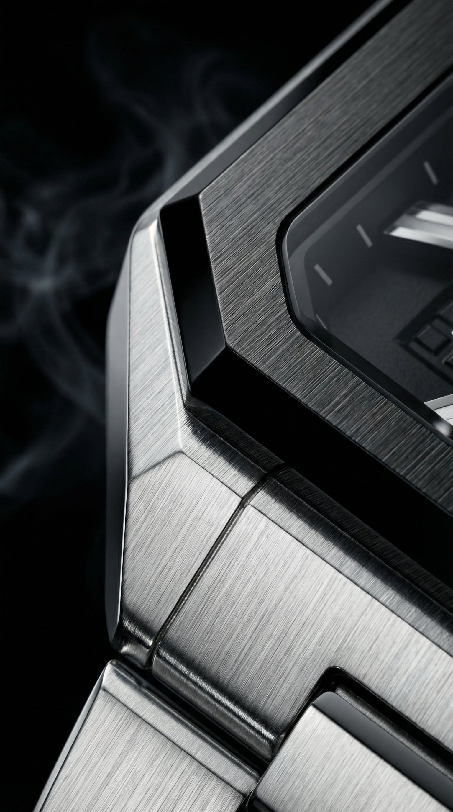 Luxury Square Chronograph Watch – Black & Silver Steel